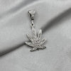 #D360 - Dije Cannabis Con Piedra Zirconia De Plata - A13/3.5