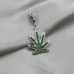 #D360 - Dije Cannabis Con Piedra Zirconia De Plata - A13/3.5