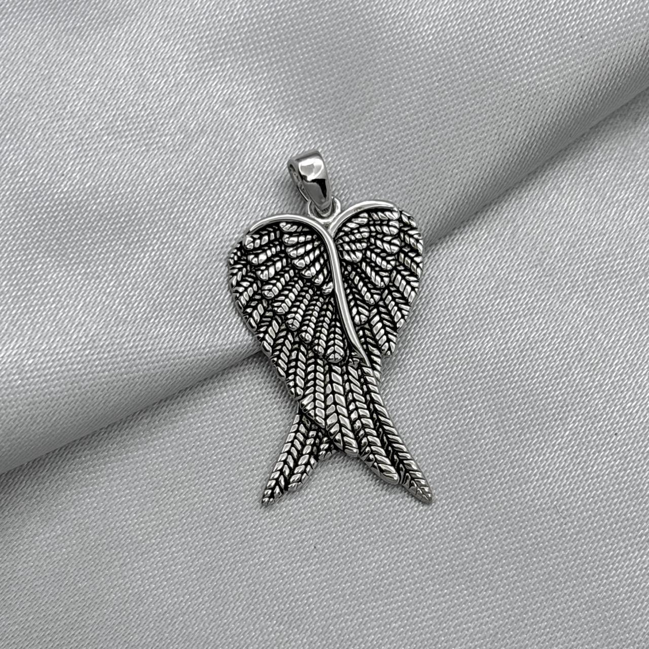 #D556 - Dije De Alas Baño De Rodio Plata - MI4.4