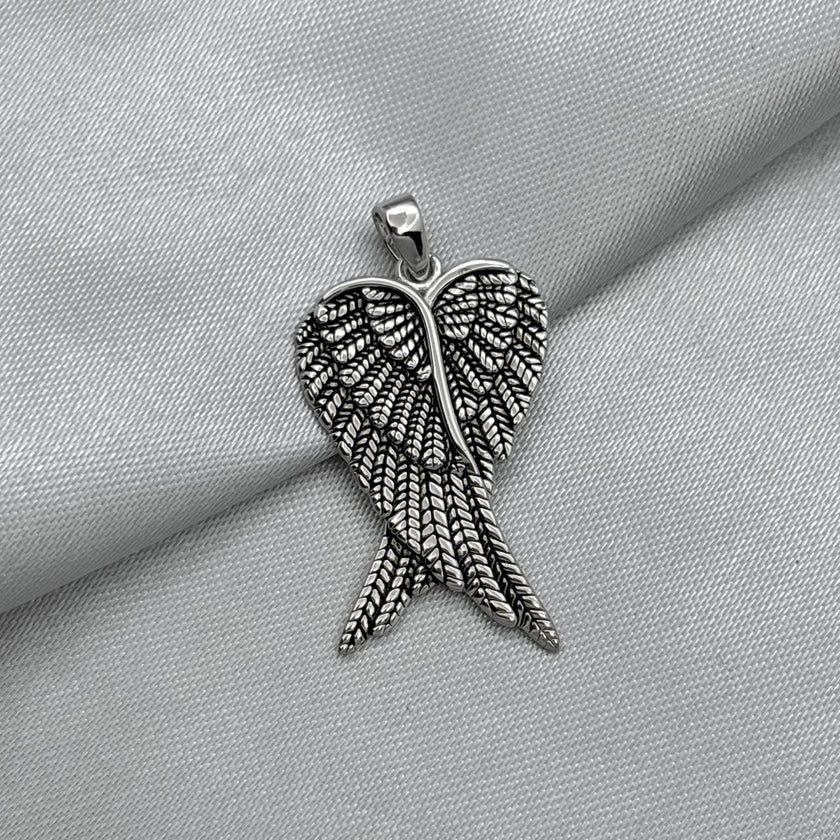 #D556 - Dije De Alas Baño De Rodio Plata - MI4.4