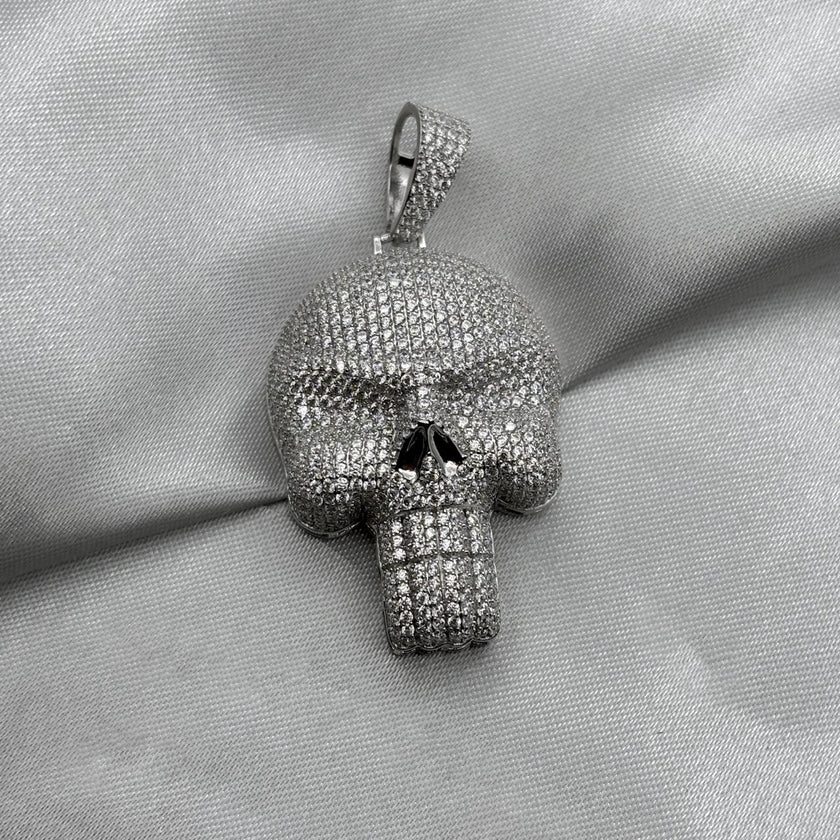 #D549 - Dije De Calavera Con Zirconia Baño De Rodio Plata - MI17.1