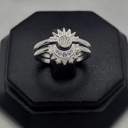 #AL116 - Alianza De Sol Y Luna Con Zirconia Plata - B11/4.3