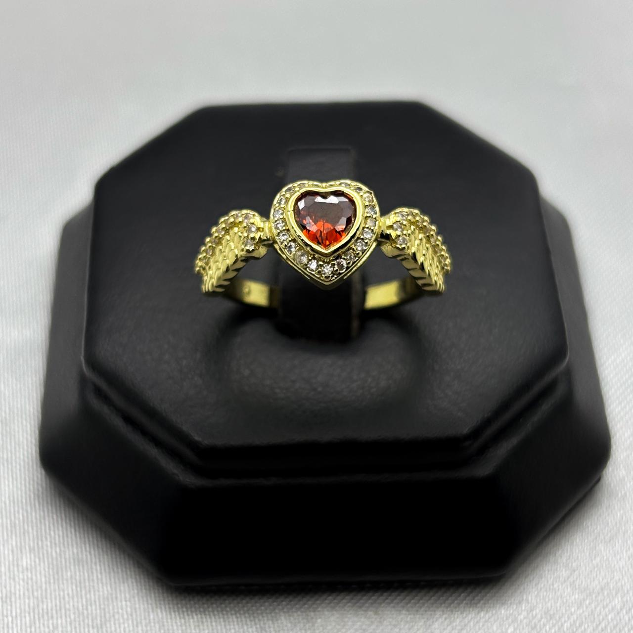 #AOL140 - Anillo Ajustable Corazón Con Zirconia Oro Laminado 18K - LA030/