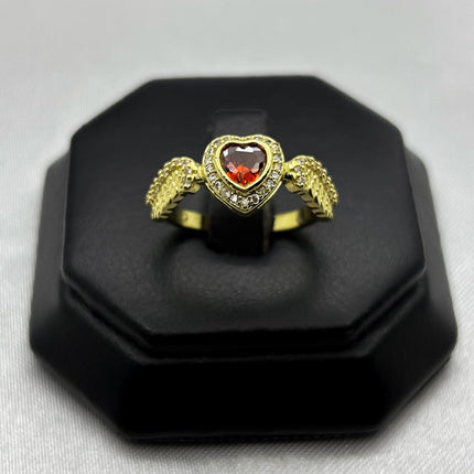 #AOL140 - Anillo Ajustable Corazón Con Zirconia Oro Laminado 18K - LA030/