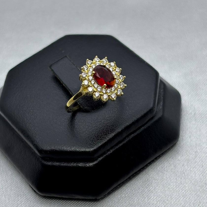 #AD10123 - Anillo Flor Piedra Zirconia Oro 10K - I01/2.4