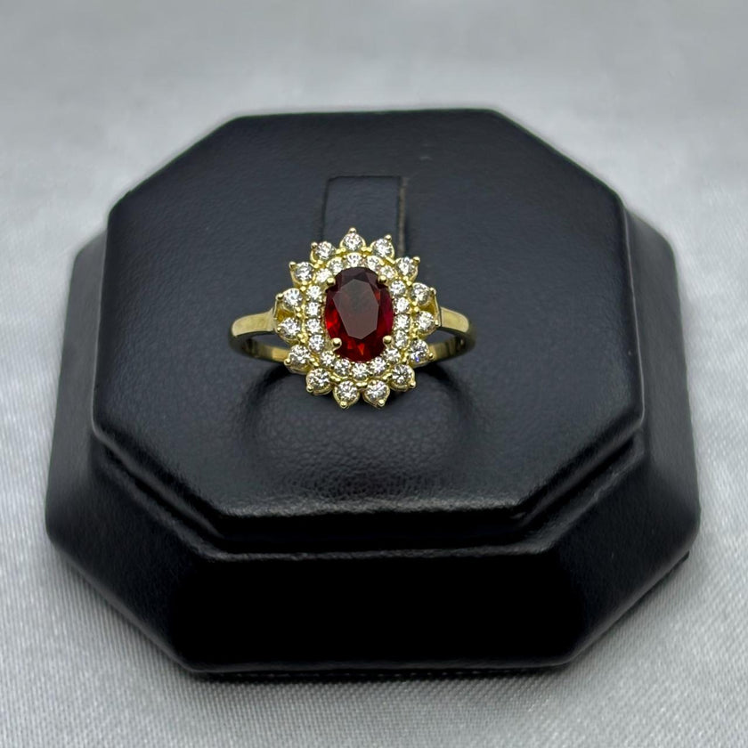 #AD10123 - Anillo Flor Piedra Zirconia Oro 10K - I01/2.4