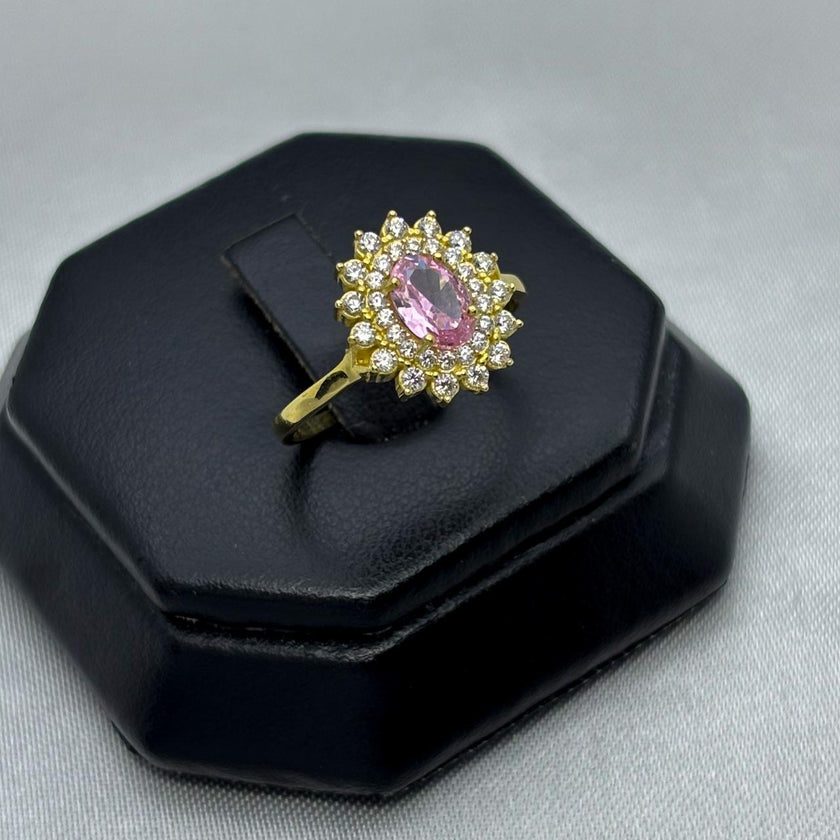 #AD10123 - Anillo Flor Piedra Zirconia Oro 10K - I01/2.4