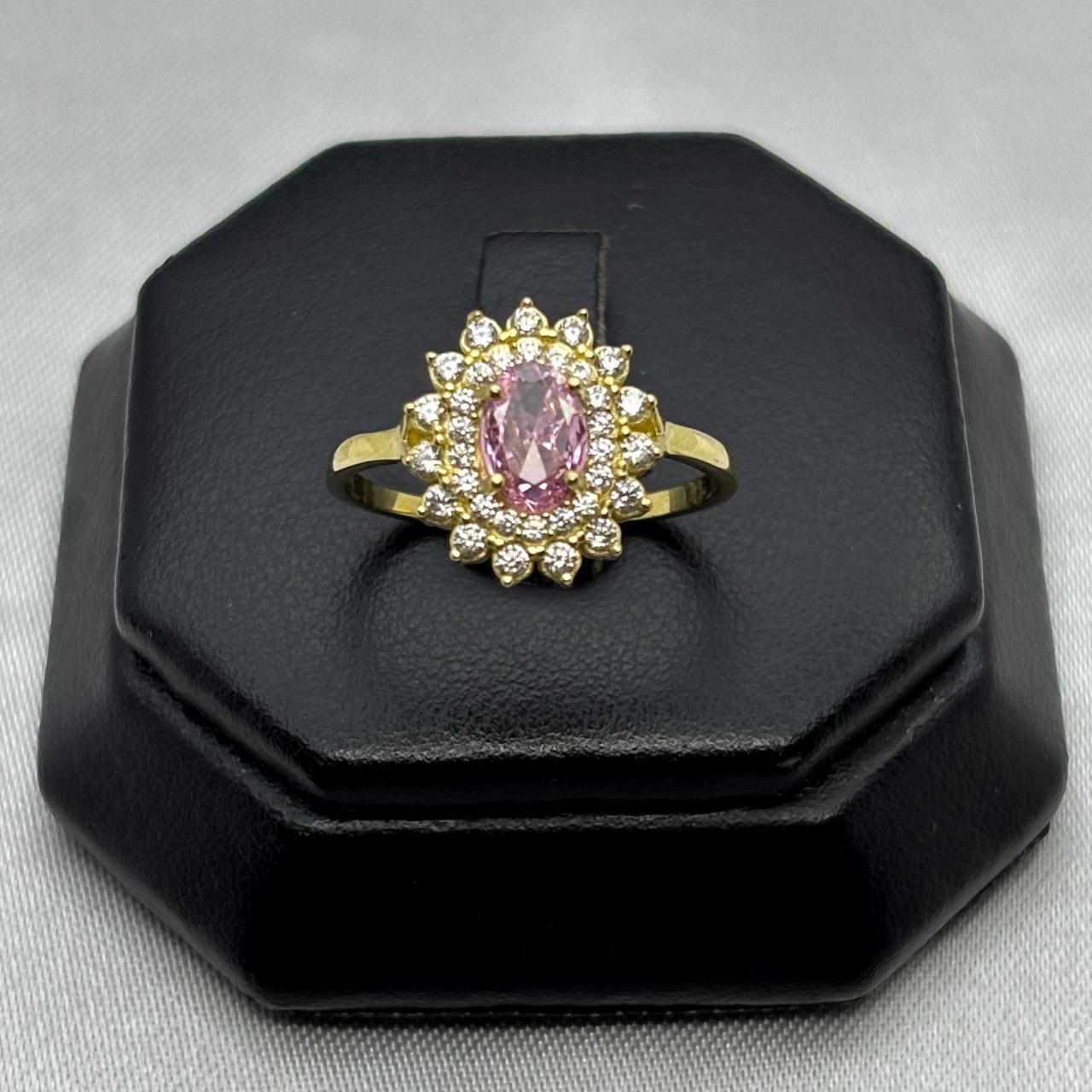 #AD10123 - Anillo Flor Piedra Zirconia Oro 10K - I01/2.4