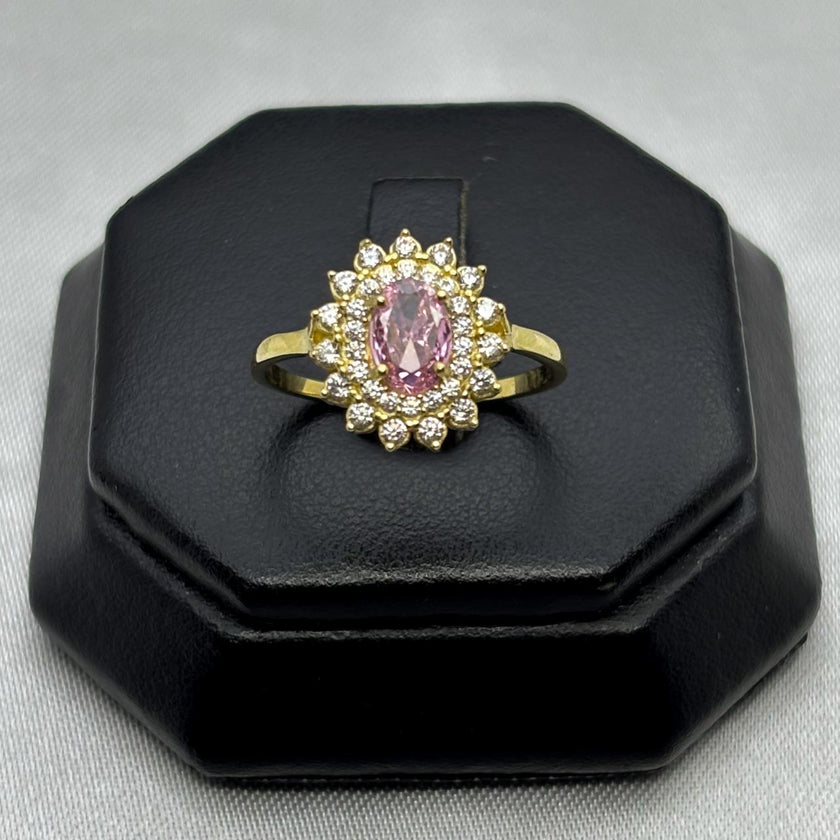 #AD10123 - Anillo Flor Piedra Zirconia Oro 10K - I01/2.4