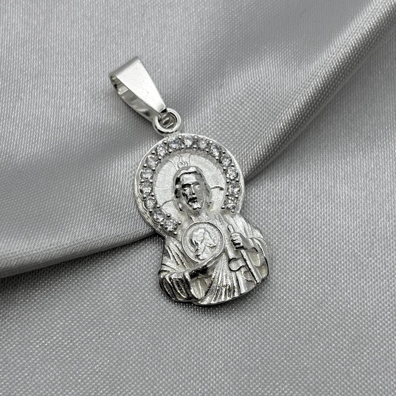 #D571 - Dije San Judas Tadeo Con Zirconia Plata - A07/5.0