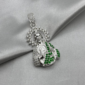 #D586 - Dije San Judas Tadeo Con Zirconia Plata - B12/8.5