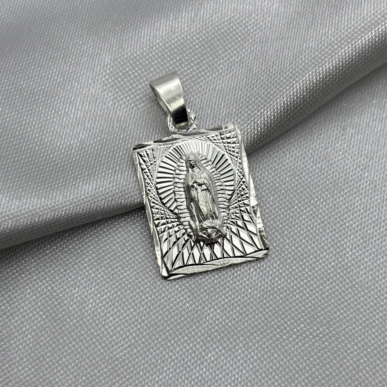 #D572 - Dije Cuadrado Virgen De Guadalupe Plata - B10/2.2