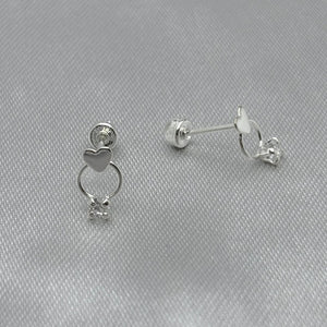 #BR292 - Broquel Corazón Mini Con Piedra Zirconia Plata - F42/