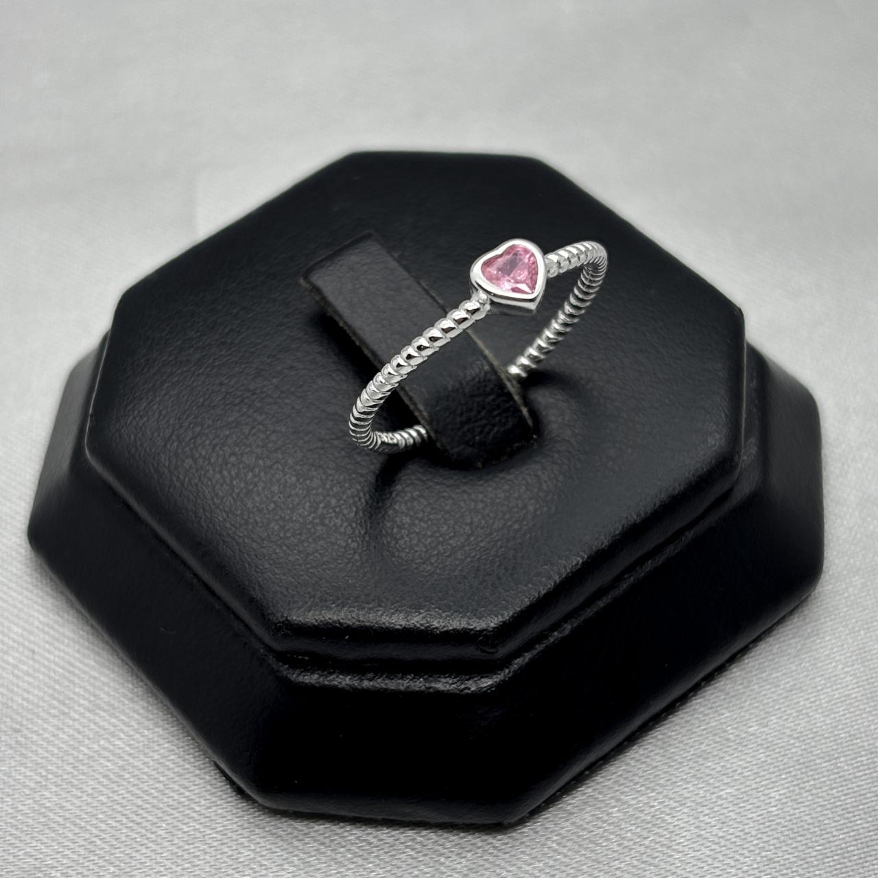 #AD214 - Anillo Corazón Con Piedra Central Zirconia Plata - C09/1.4