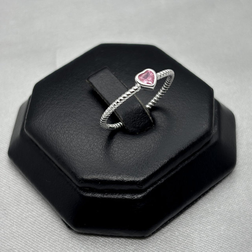 #AD214 - Anillo Corazón Con Piedra Central Zirconia Plata - C09/1.4