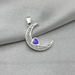 #D580 - Dije Media Luna Con Corazón Piedra Zirconia Plata - B12/1.0