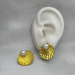 #ARL157 - Arete Concha De Mar Perla Sintética Oro Laminado 18k - LB025/