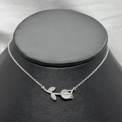 #G274 - Gargantilla Tulipán Con Zirconia Plata - C13/2.3