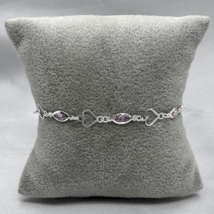 #PA515 - Pulsera Corazón/Flor Con Zirconia Plata - A08/2.8