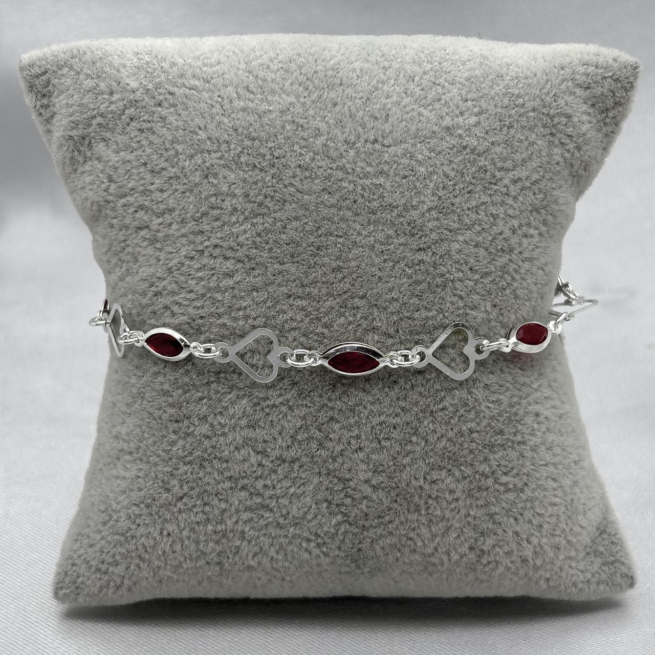 #PA515 - Pulsera Corazón/Flor Con Zirconia Plata - A08/2.8