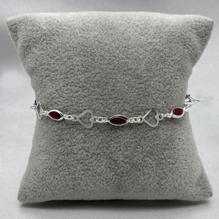 #PA515 - Pulsera Corazón/Flor Con Zirconia Plata - A08/2.8