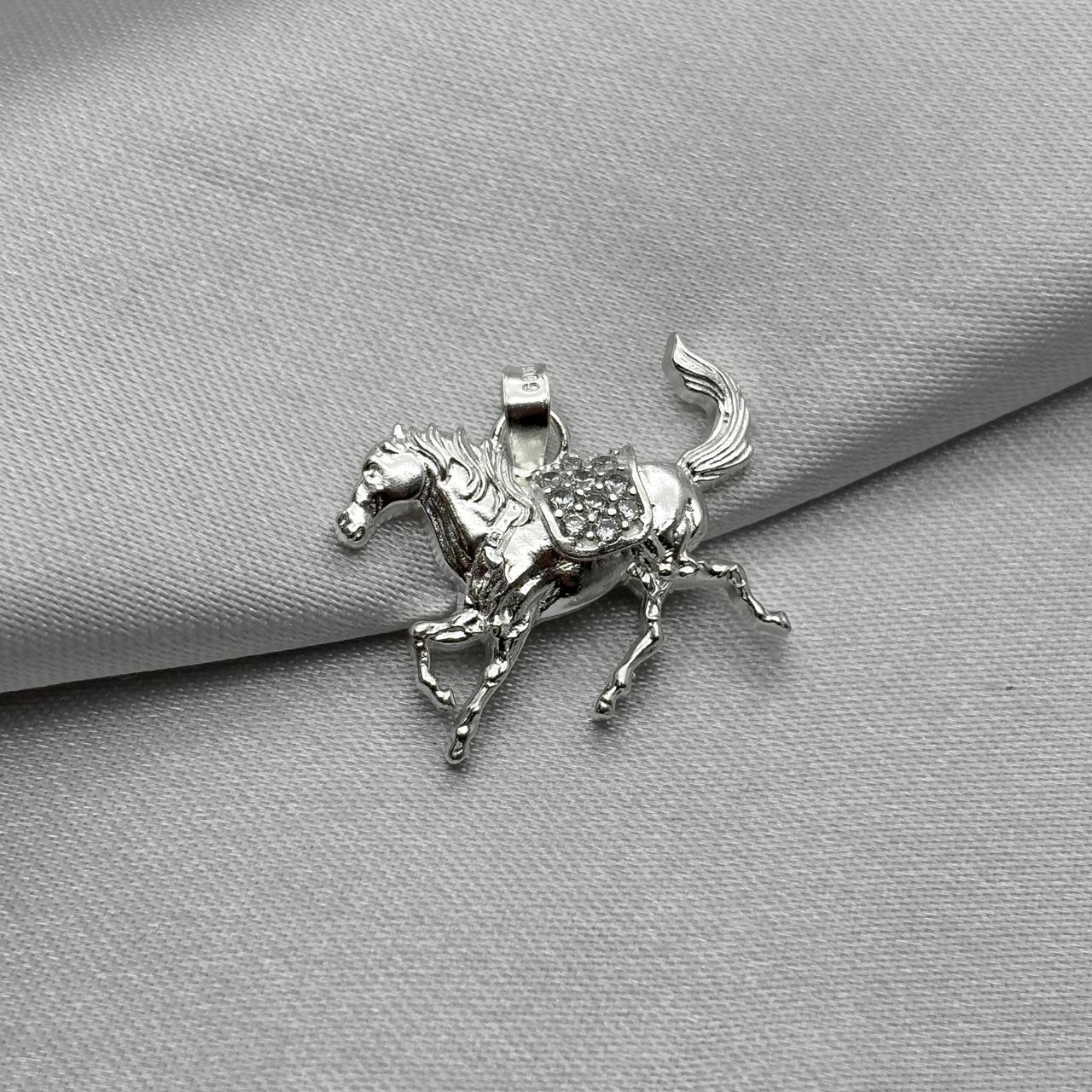 #D734 - Dije Caballo Con Zirconia Plata - A12/2.5