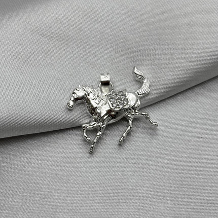 #D734 - Dije Caballo Con Zirconia Plata - A12/2.5