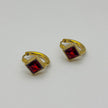 #HOL176 - Huggies De Rombo Con Piedra Zirconia De Oro Laminado 18k - LB020/