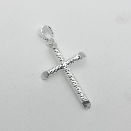 #D740 - Dije De Cruz Diamanartada De Plata .925 - A12/2.5