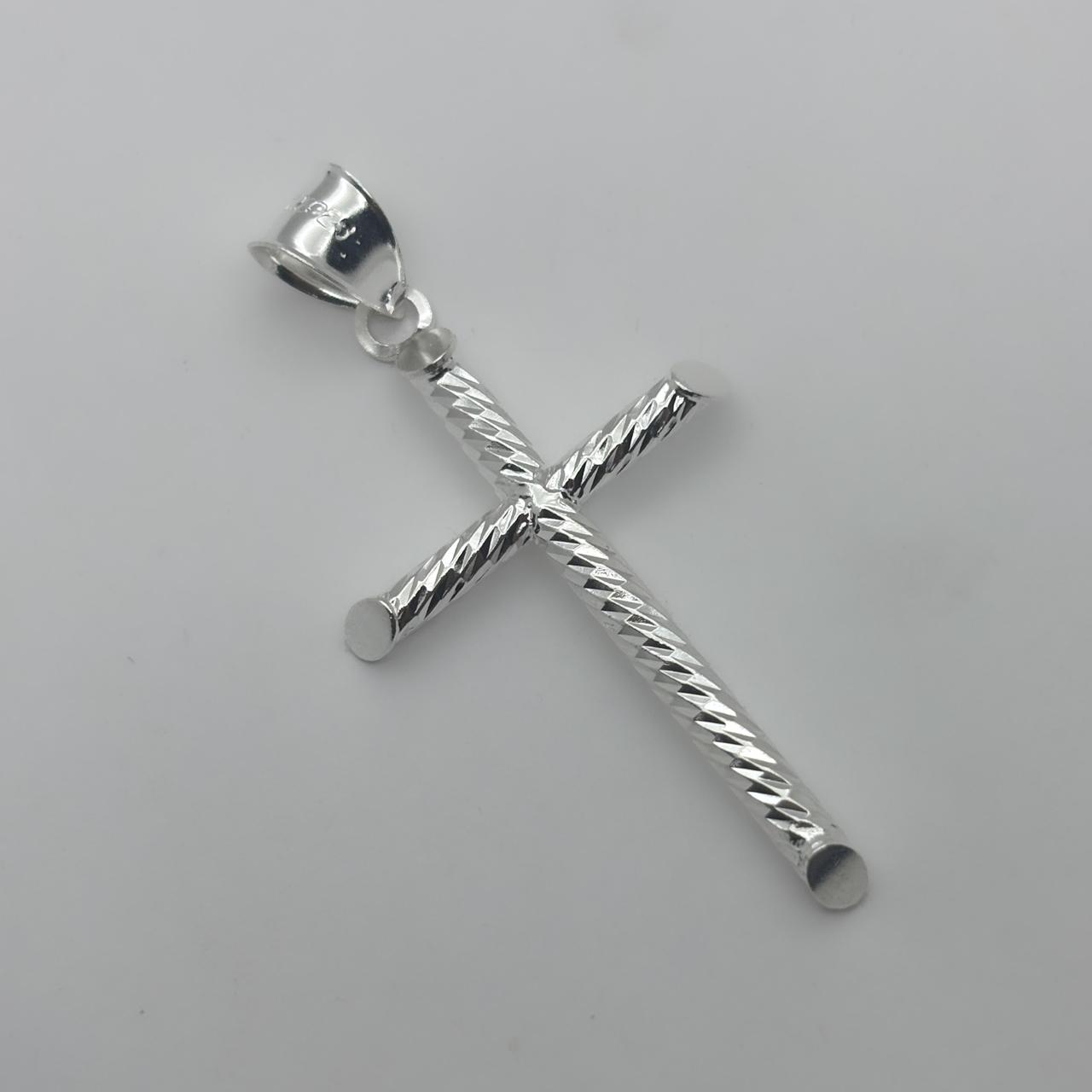 #D740 - Dije De Cruz Diamanartada De Plata .925 - A12/2.5