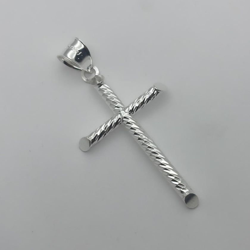 #D740 - Dije De Cruz Diamanartada De Plata .925 - A12/2.5