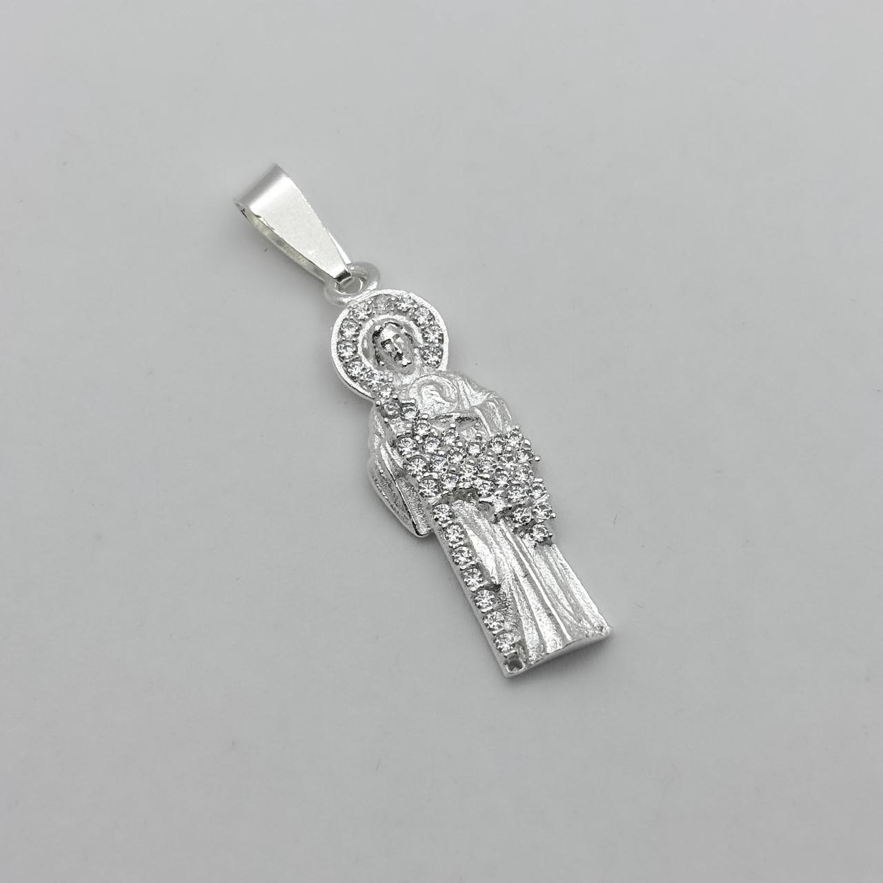 #D340 - Dije San Judas Tadeo Con Piedra Zirconia Plata - A10/2.7