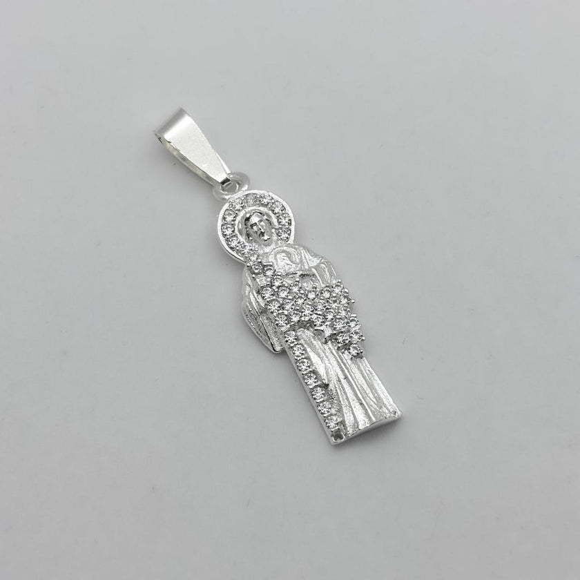 #D340 - Dije San Judas Tadeo Con Piedra Zirconia Plata - A10/2.7