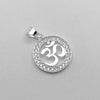 #D480 - Dije OM Forma Circular Con Zirconia Plata - A09/2.1