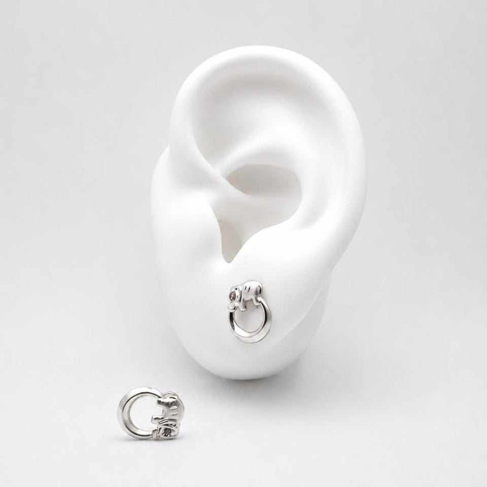 #BR360 - Broquel Elefante Y Luna De Plata .925 - E40/