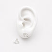 #BR384 - Broquel 2 Corazones Con Zirconia De Plata .925 - F39/