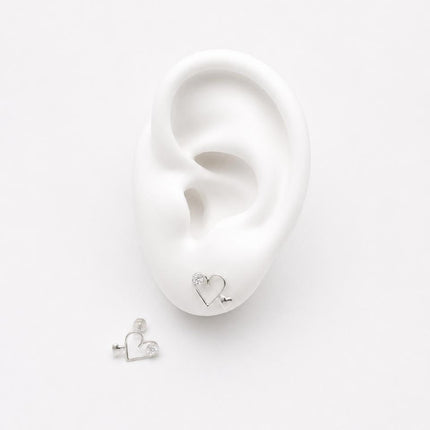 #BR384 - Broquel 2 Corazones Con Zirconia De Plata .925 - F39/