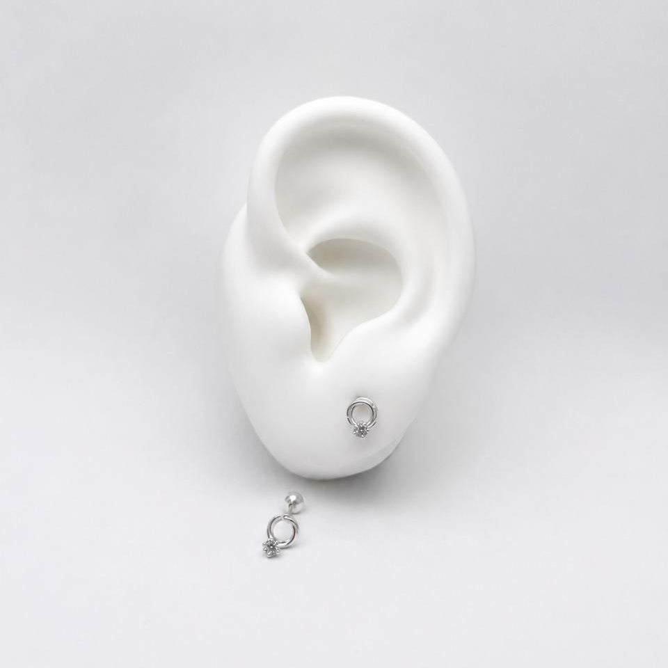 #BR374 - Broquel Circulo Con Zirconia De Plata .925 - F37/