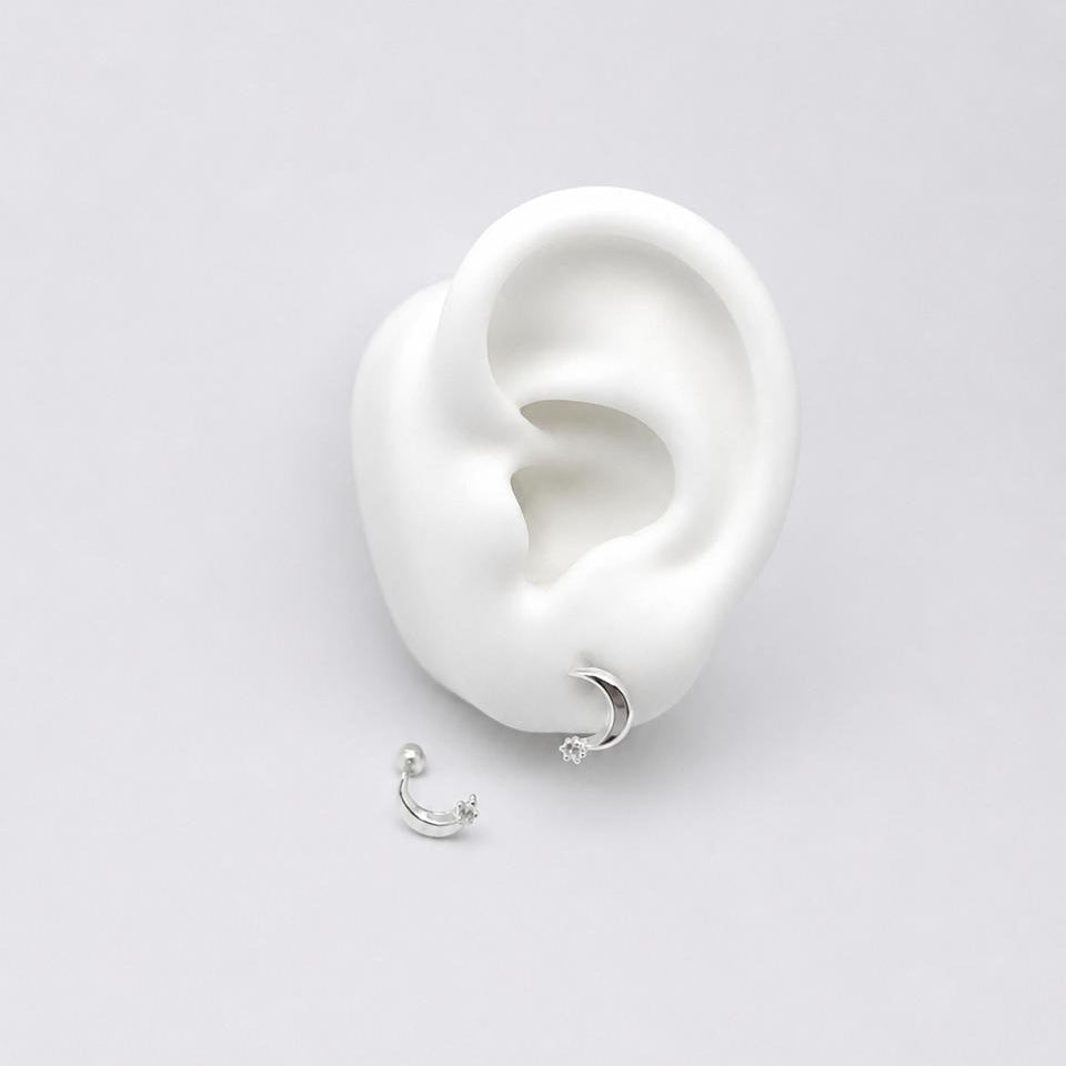 #BR373 - Broquel Luna Con Zirconia De Plata .925 - F35/