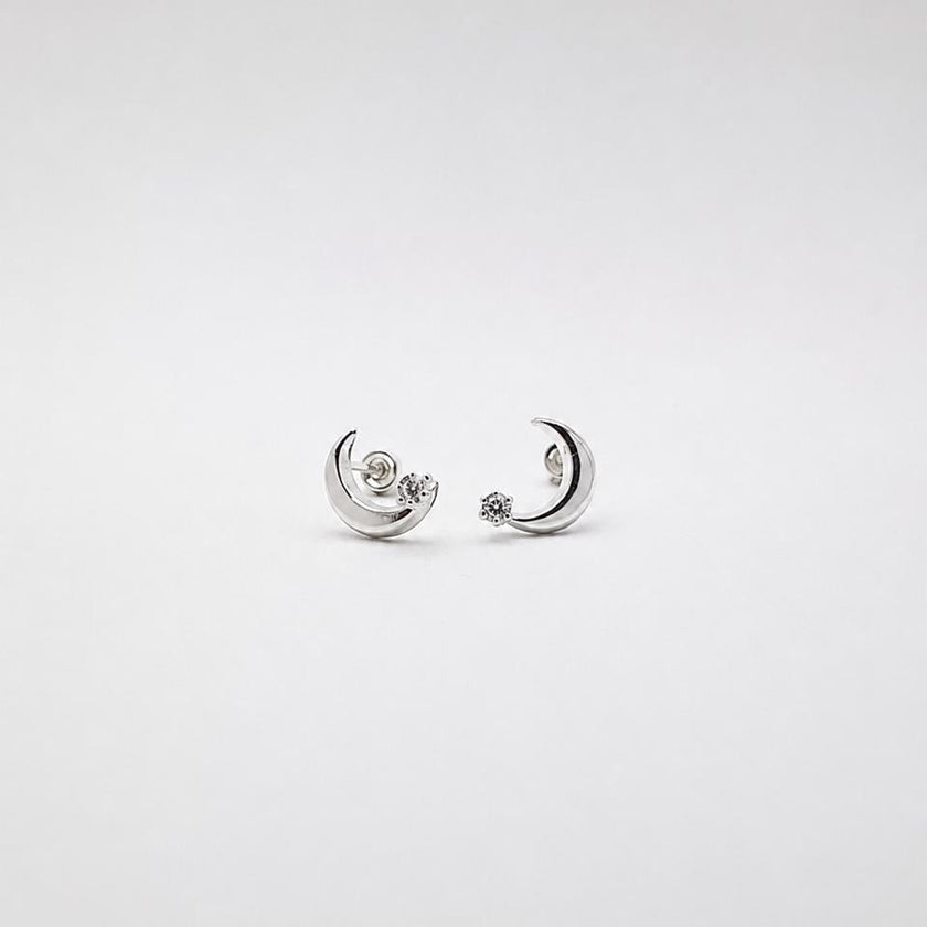 #BR373 - Broquel Luna Con Zirconia De Plata .925 - F35/