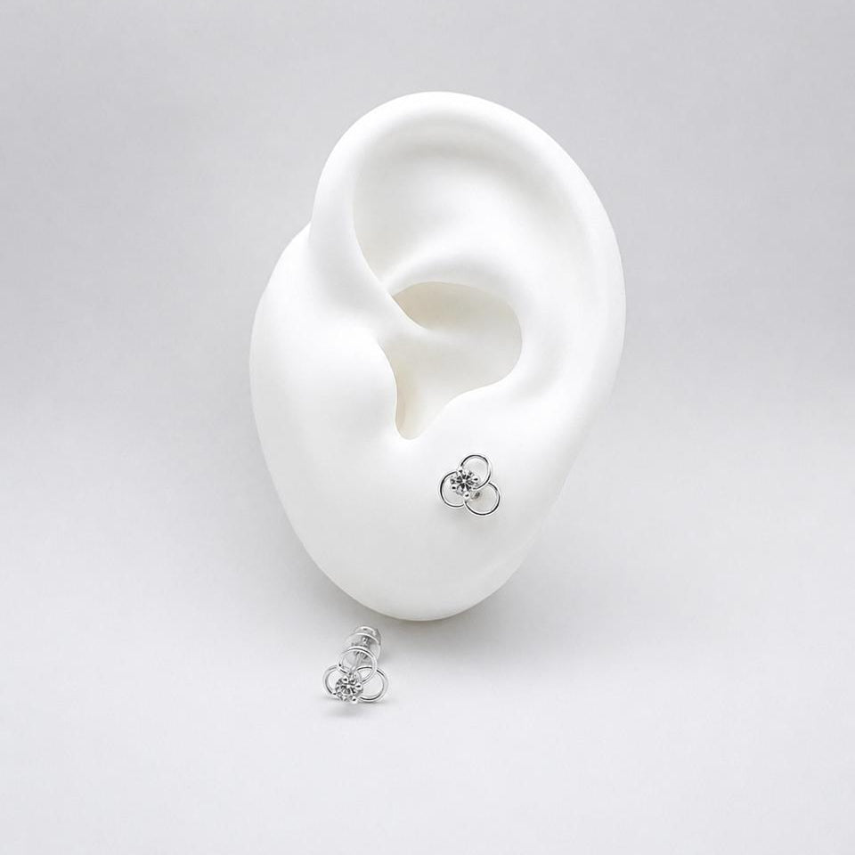 #BR381 - Broquel Con Piedra Zirconia Plata .925 - F50/