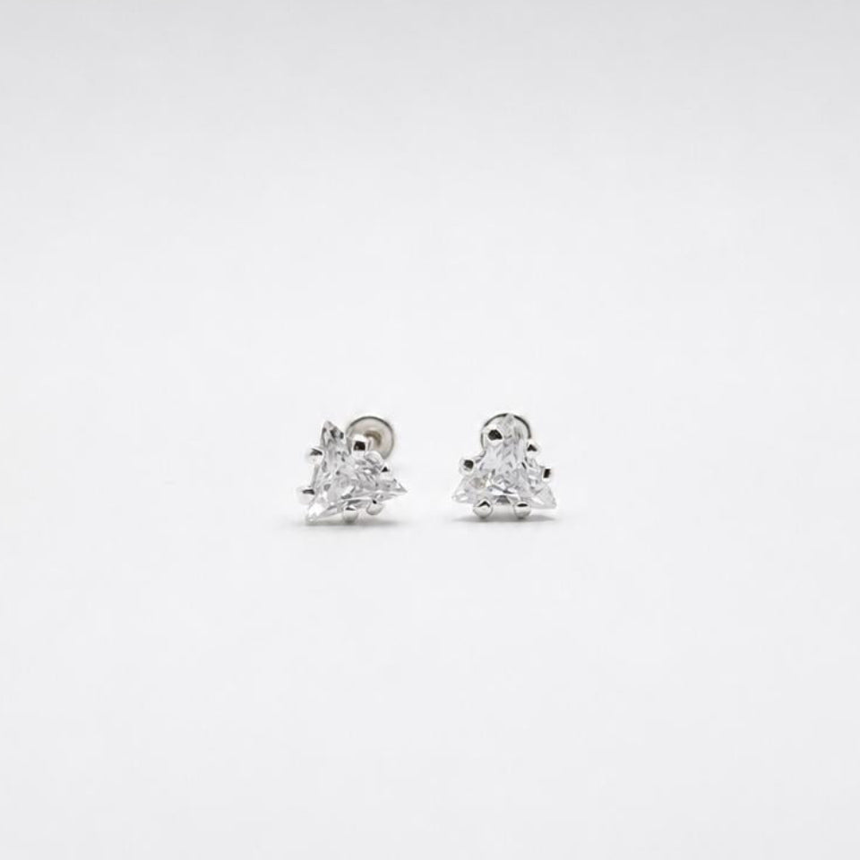 BR378 - Broquel Con Piedra Zirconia Forma De Triangulo - F33/