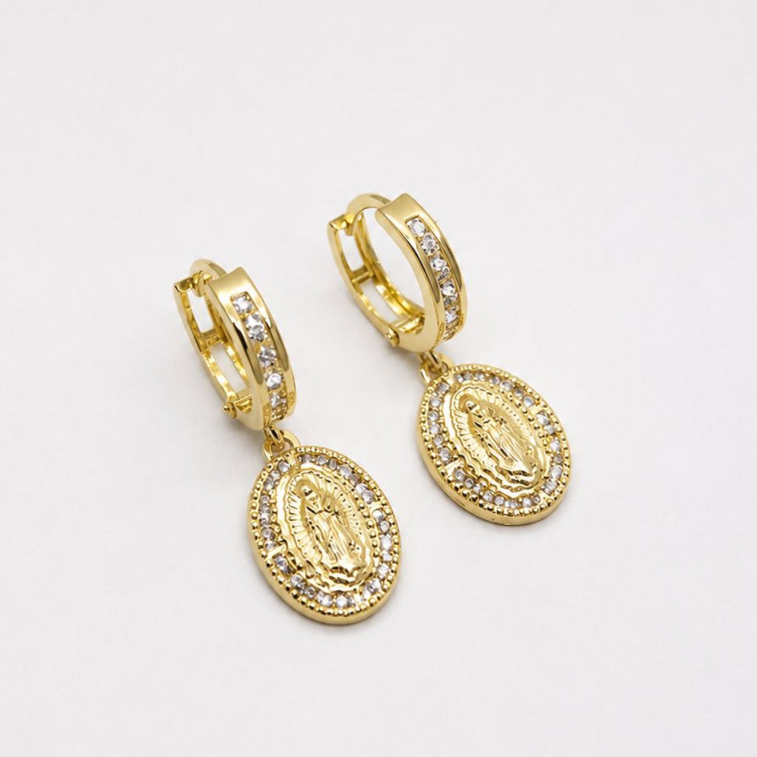 #H10110 - Huggies De La Virgen De Guadalupe De Oro 10k - J02/1.6