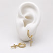 #H10117 - Huggies De Cruz Con Zirconia De Oro 10k - J02/1.4
