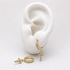 #H10117 - Huggies De Cruz Con Zirconia De Oro 10k - J02/1.4