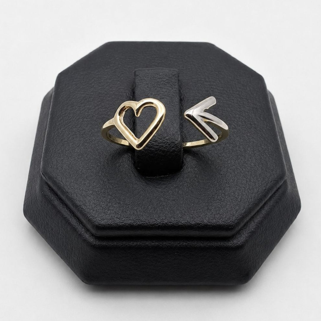 #AD10180 - Anillo De Corazón Y Flecha De Oro Y Oro Blanco 10k - I05/1