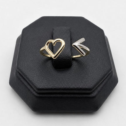 #AD10180 - Anillo De Corazón Y Flecha De Oro Y Oro Blanco 10k - I05/1