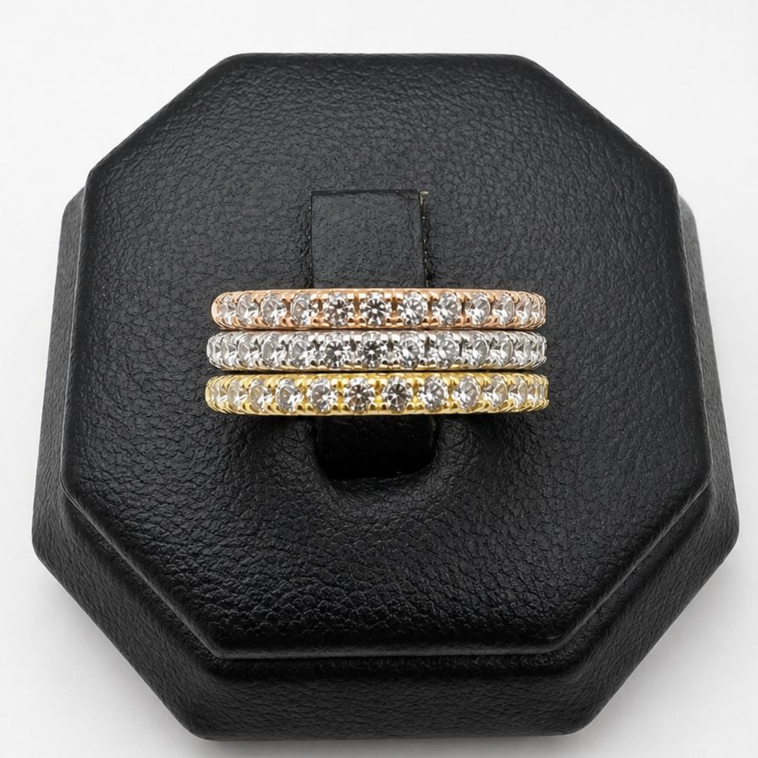 #AD10186 - Anillo Triple Tricolor De Oro 10k - I19/3.2