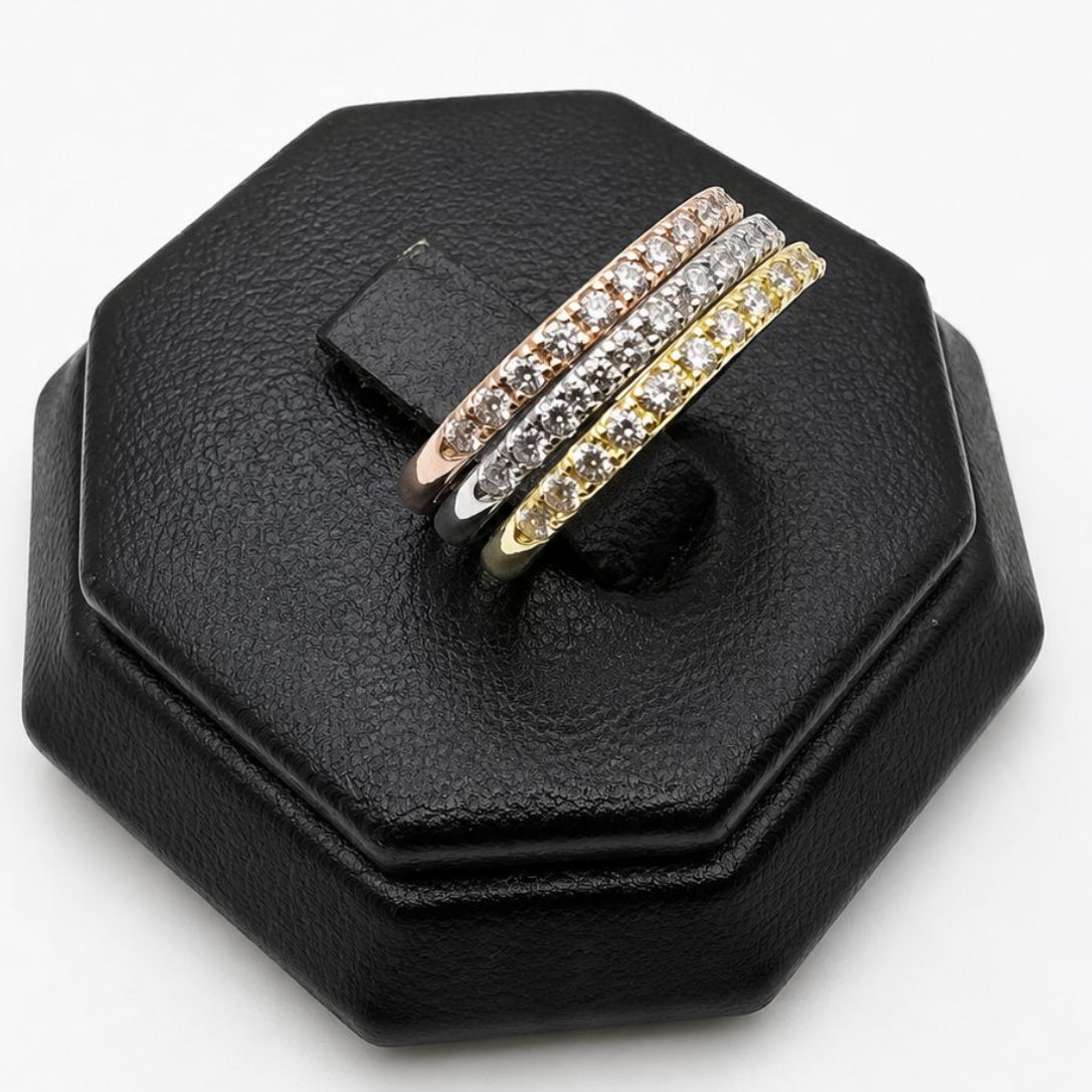 #AD10186 - Anillo Triple Tricolor De Oro 10k - I19/3.2