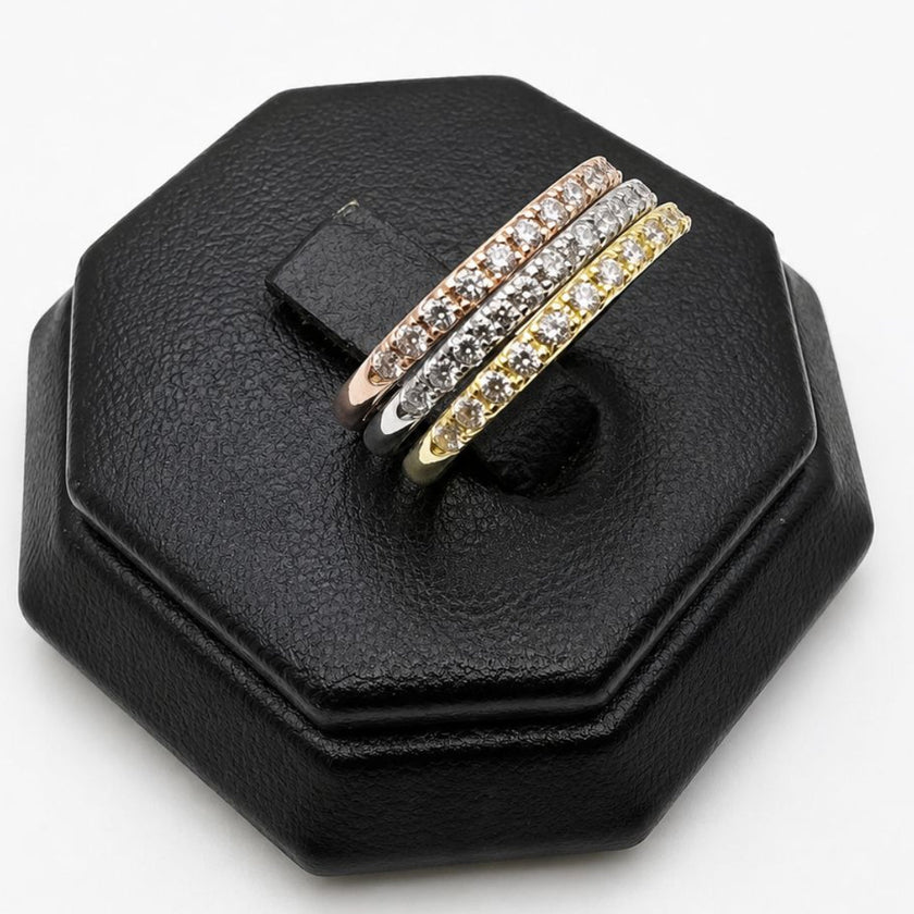 #AD10186 - Anillo Triple Tricolor De Oro 10k - I19/3.2